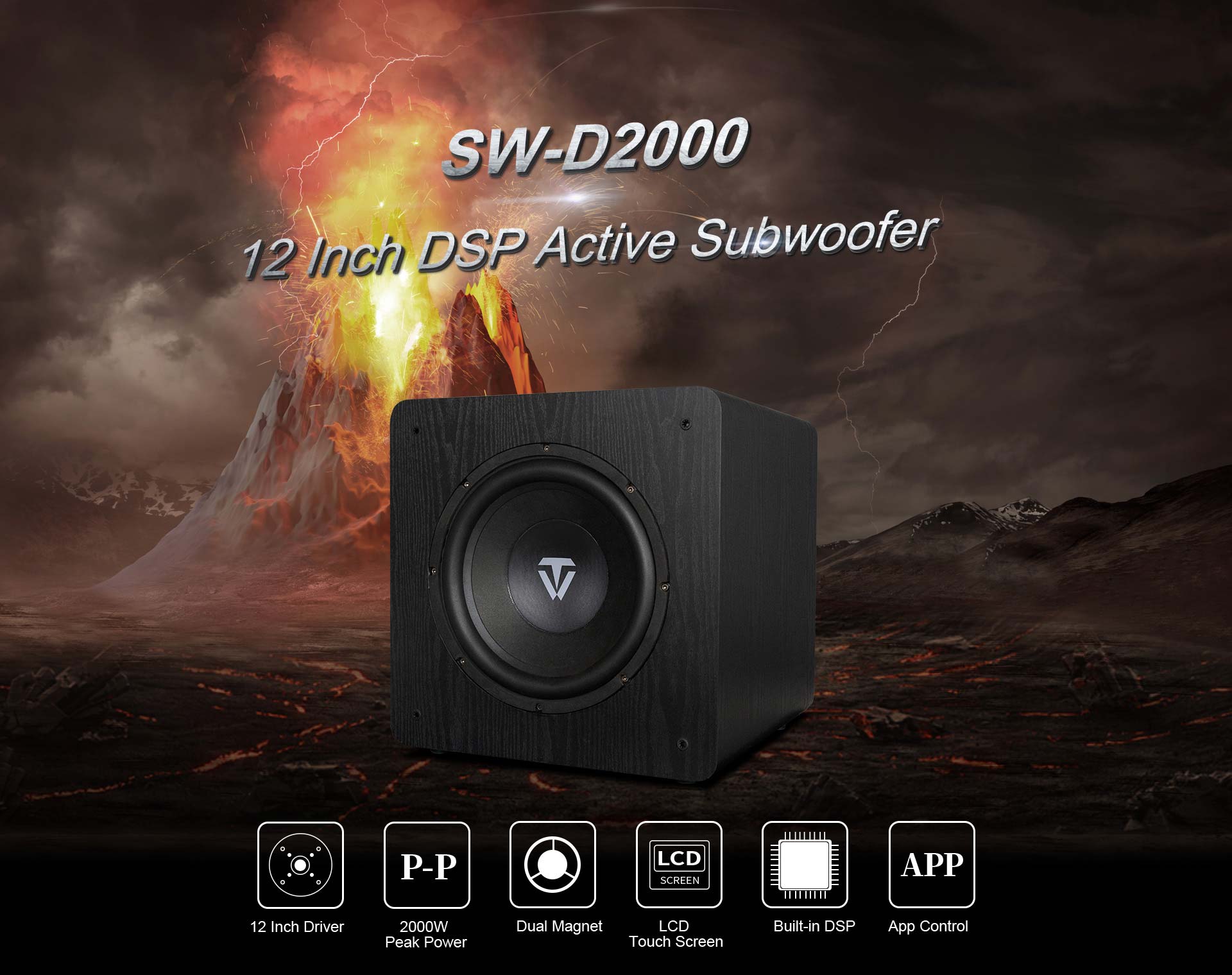 Subwoofer DSP Storm Series da 12 pollici con potenza di picco di 2000 W